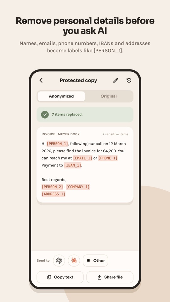 Protected copy with 7 items replaced by labels